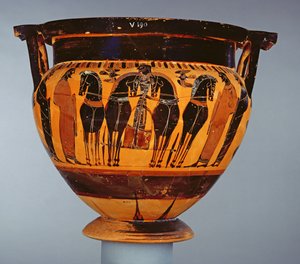 Attic Black-Figure Column-Crater Decorated with a Four-Horsed Charioteer